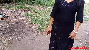 Black dress clad Indian housewife gets fucked outdoors in HD video