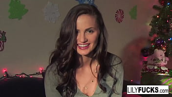 Lily shares her sexual desires for Christmas and pleasures herself with double penetration